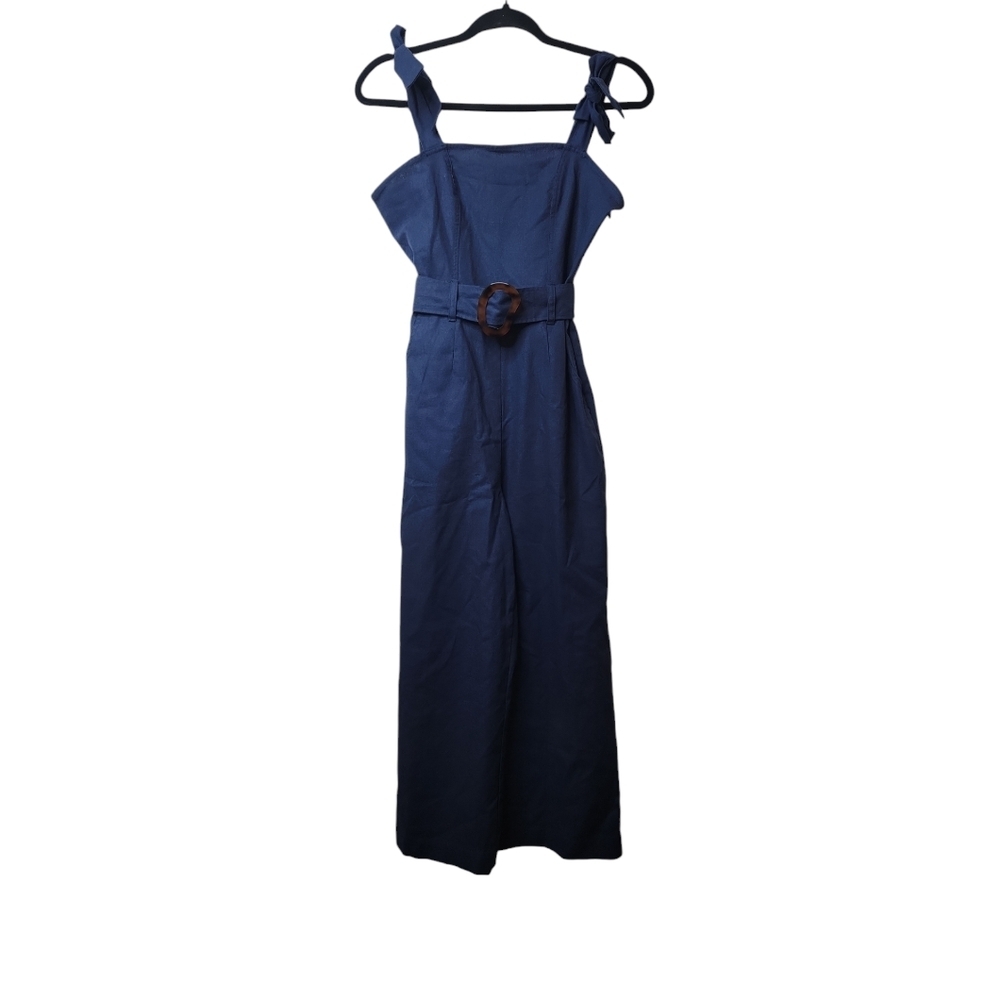 NWT JustFab Women's Blue Side Zip Culotte Jumpsuit Size XS